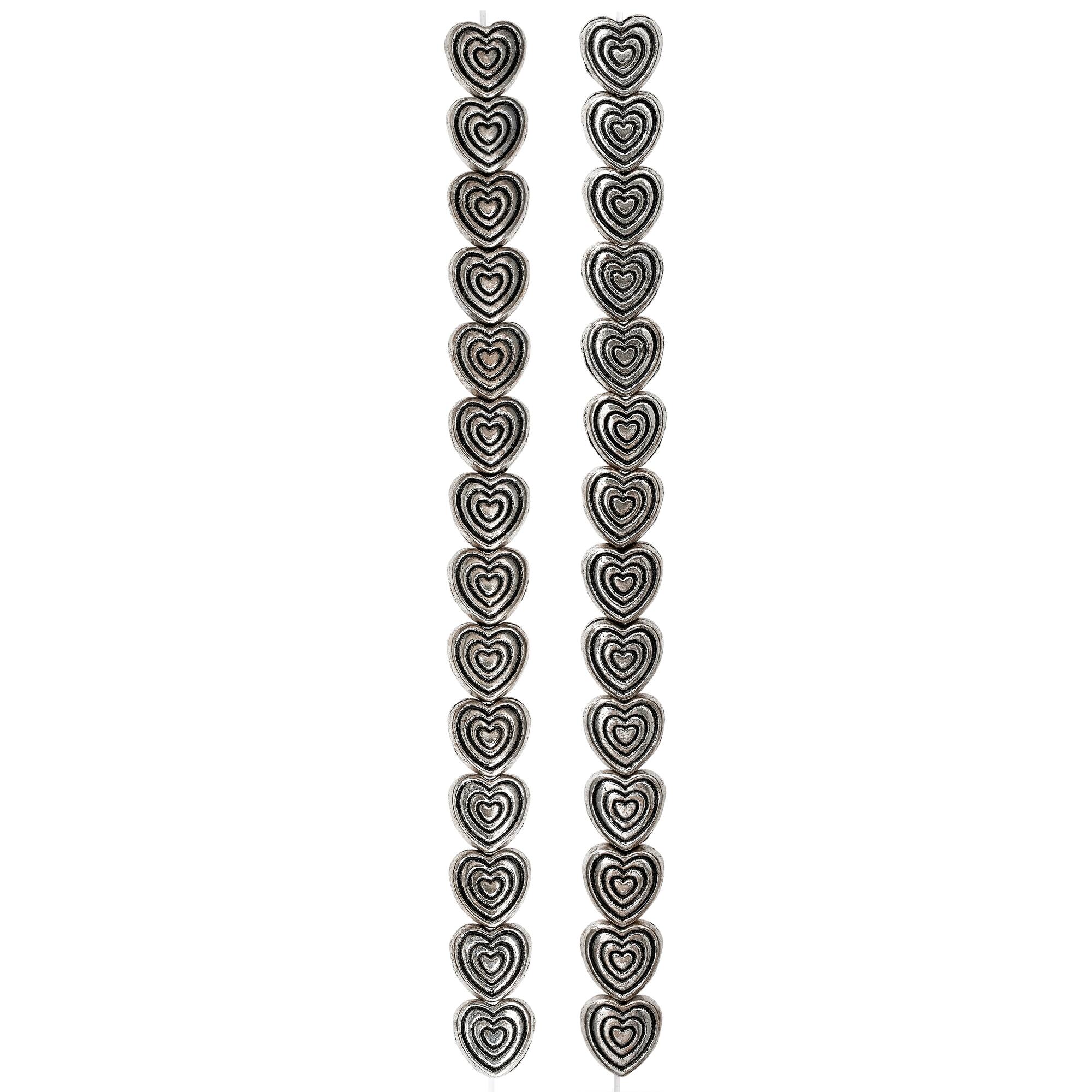 Silver Plated Carved Heart Beads, 6mm by Bead Landing™